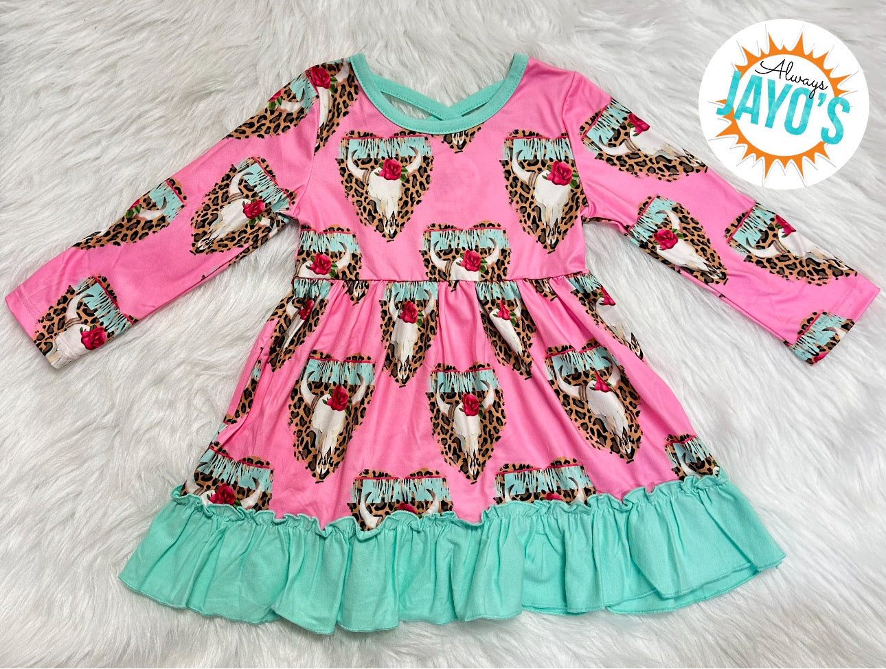 Western Bull Skull Leopard Print Dress