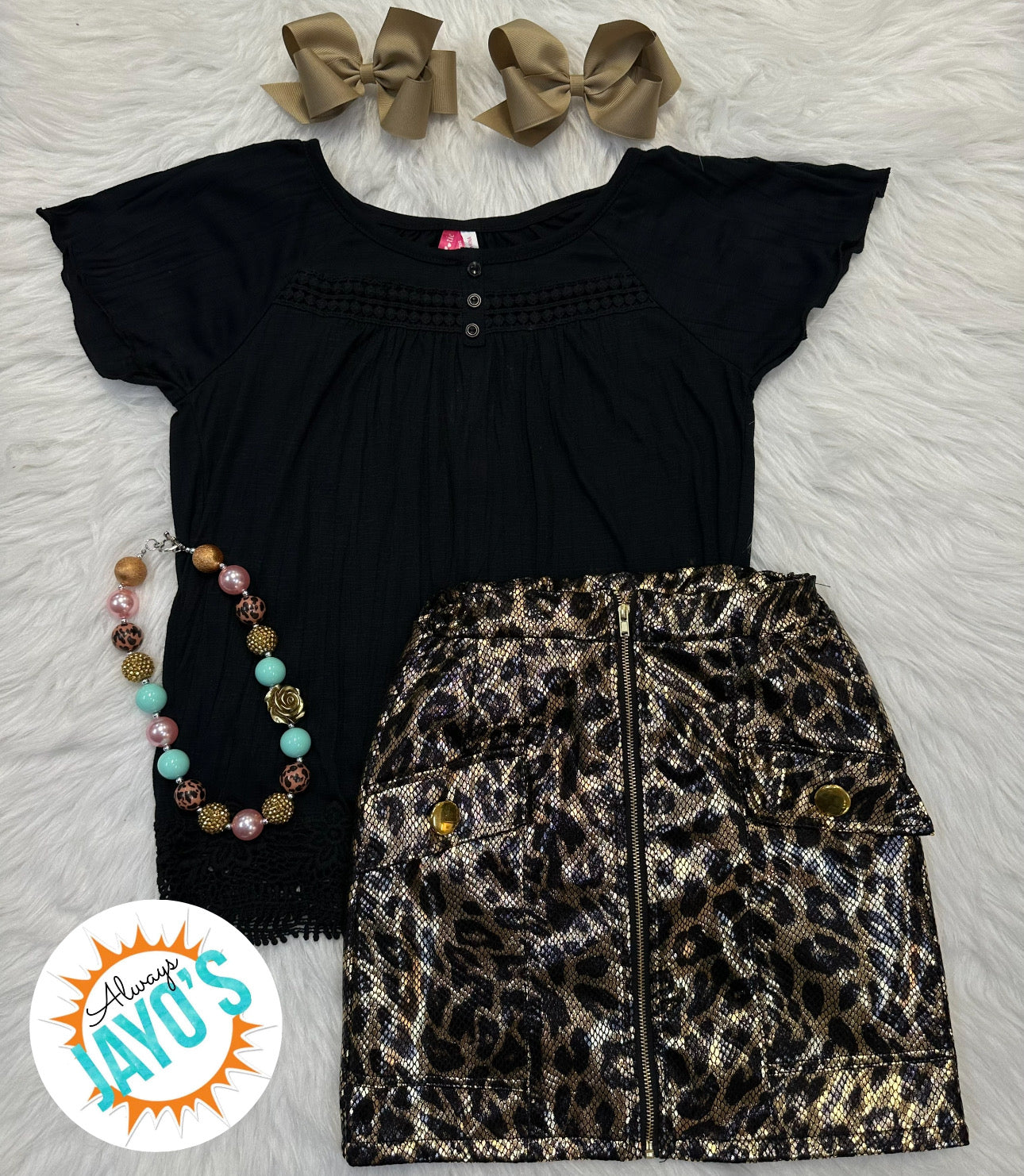 Black and Gold Skirt Set