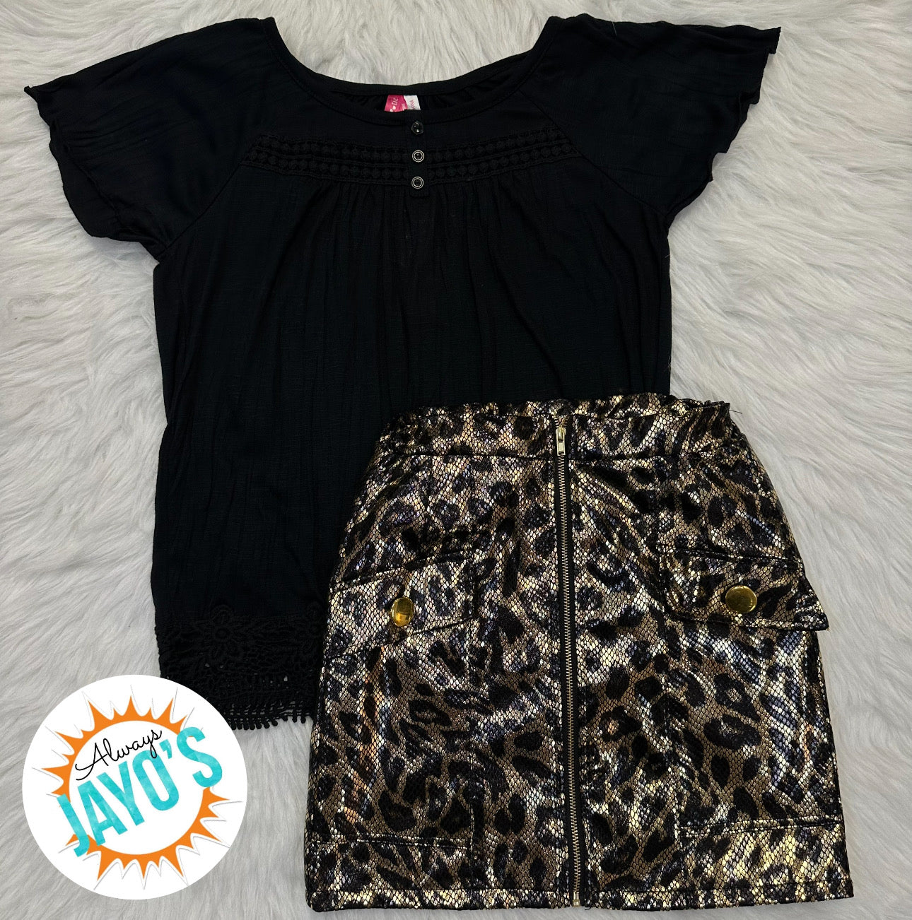 Black and Gold Skirt Set