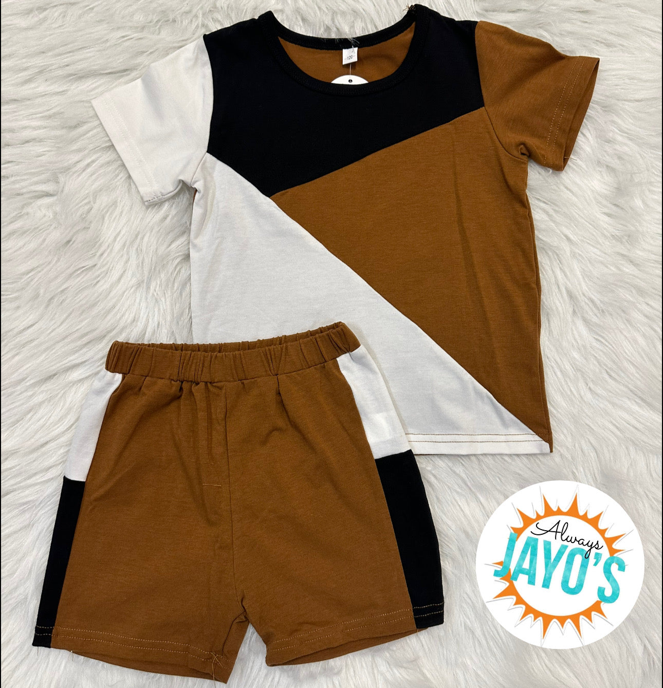 Boys Color Block Print Short Set