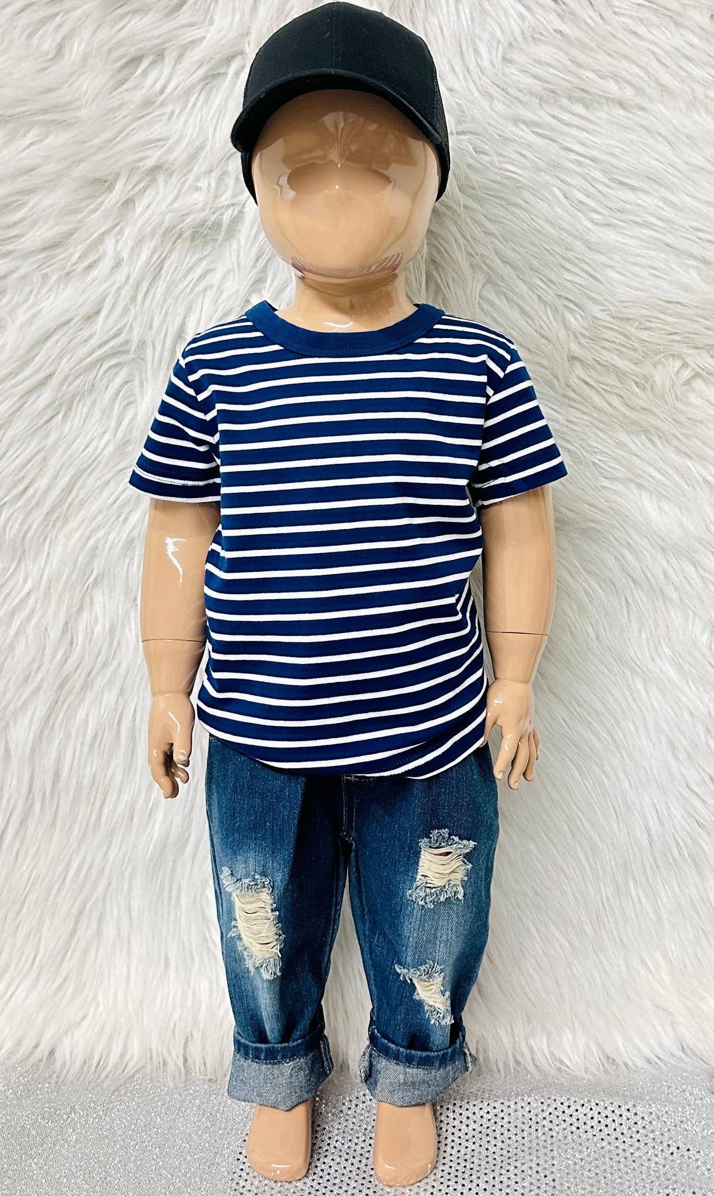 Navy Blue Striped Top