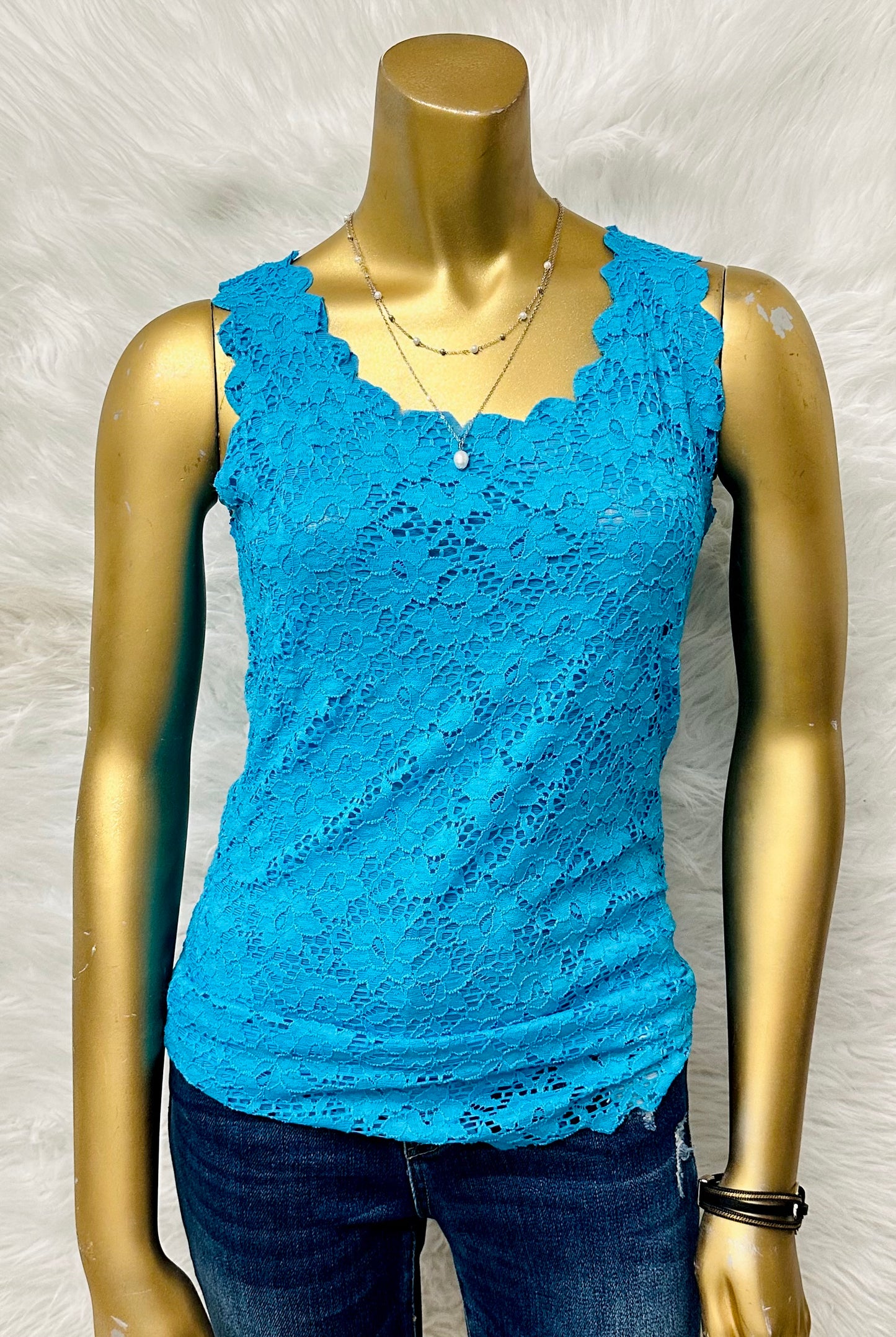 Aqua Lace Tank Top