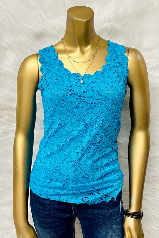 Aqua Lace Tank Top