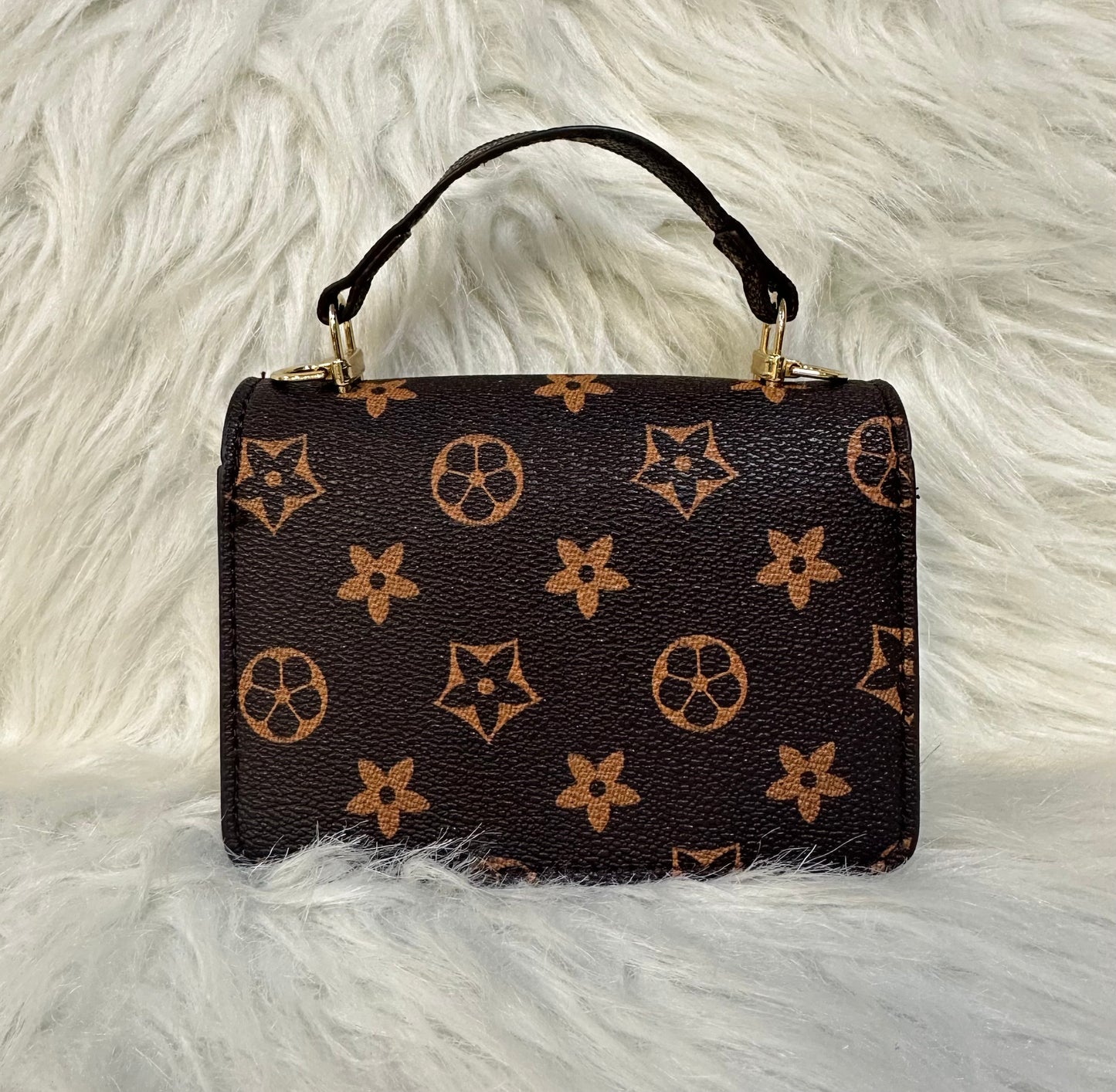 Girls Brown & Light Brown Flower Crossbody Purse