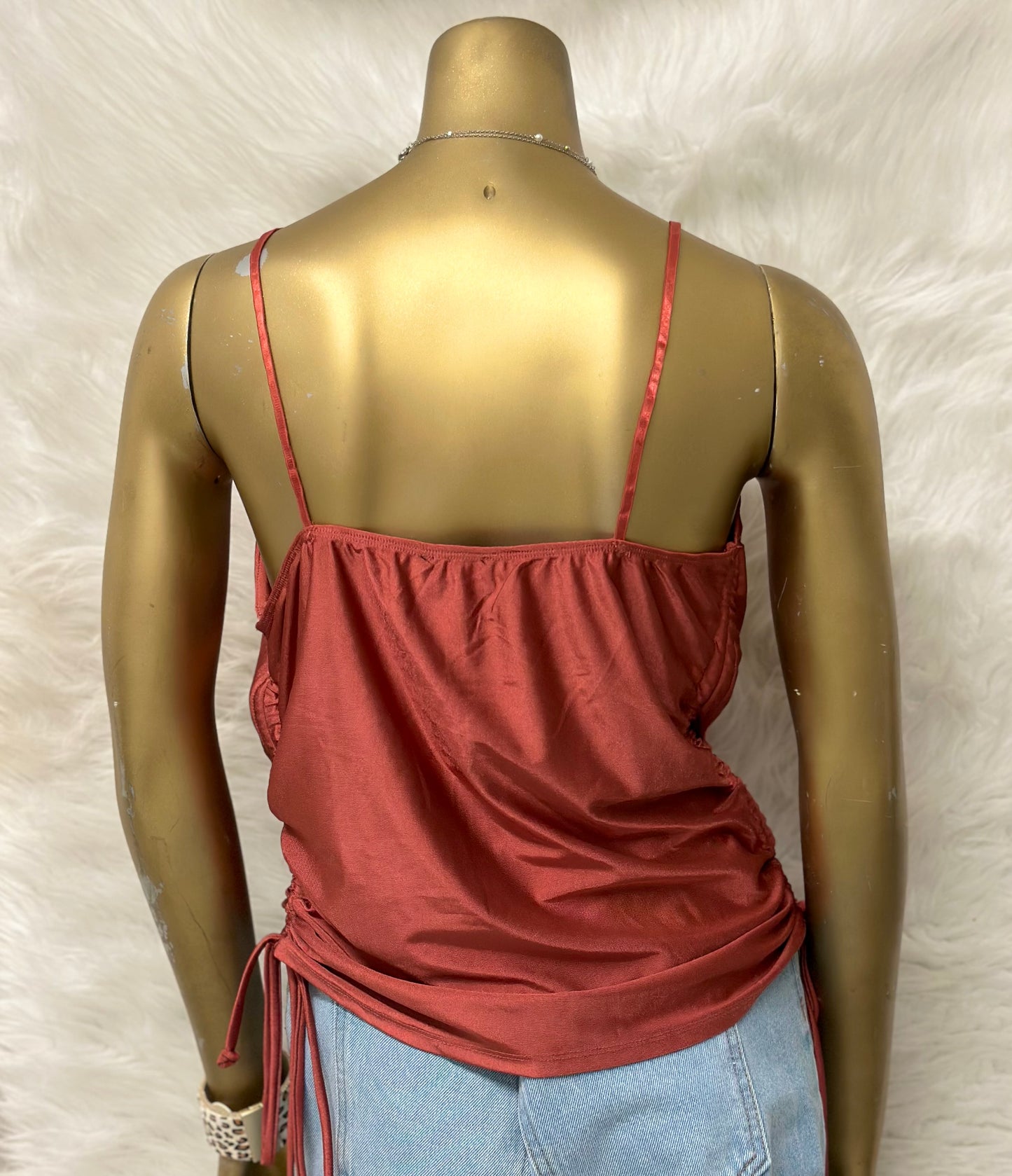 Plus Size Burnt Orange Draped Neck Tank