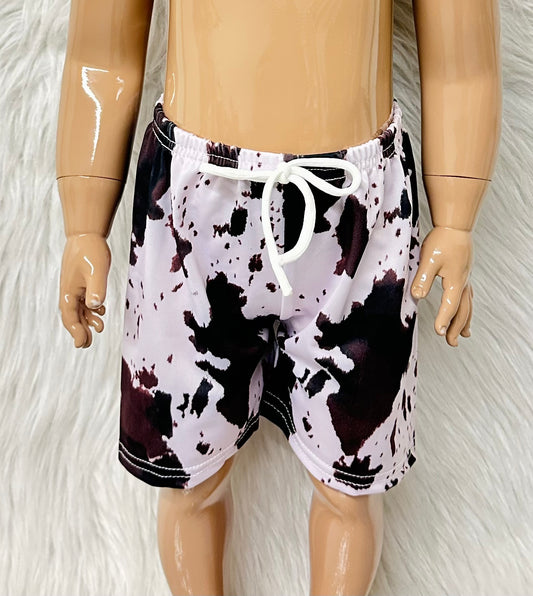 Cow Print Swim Trunks