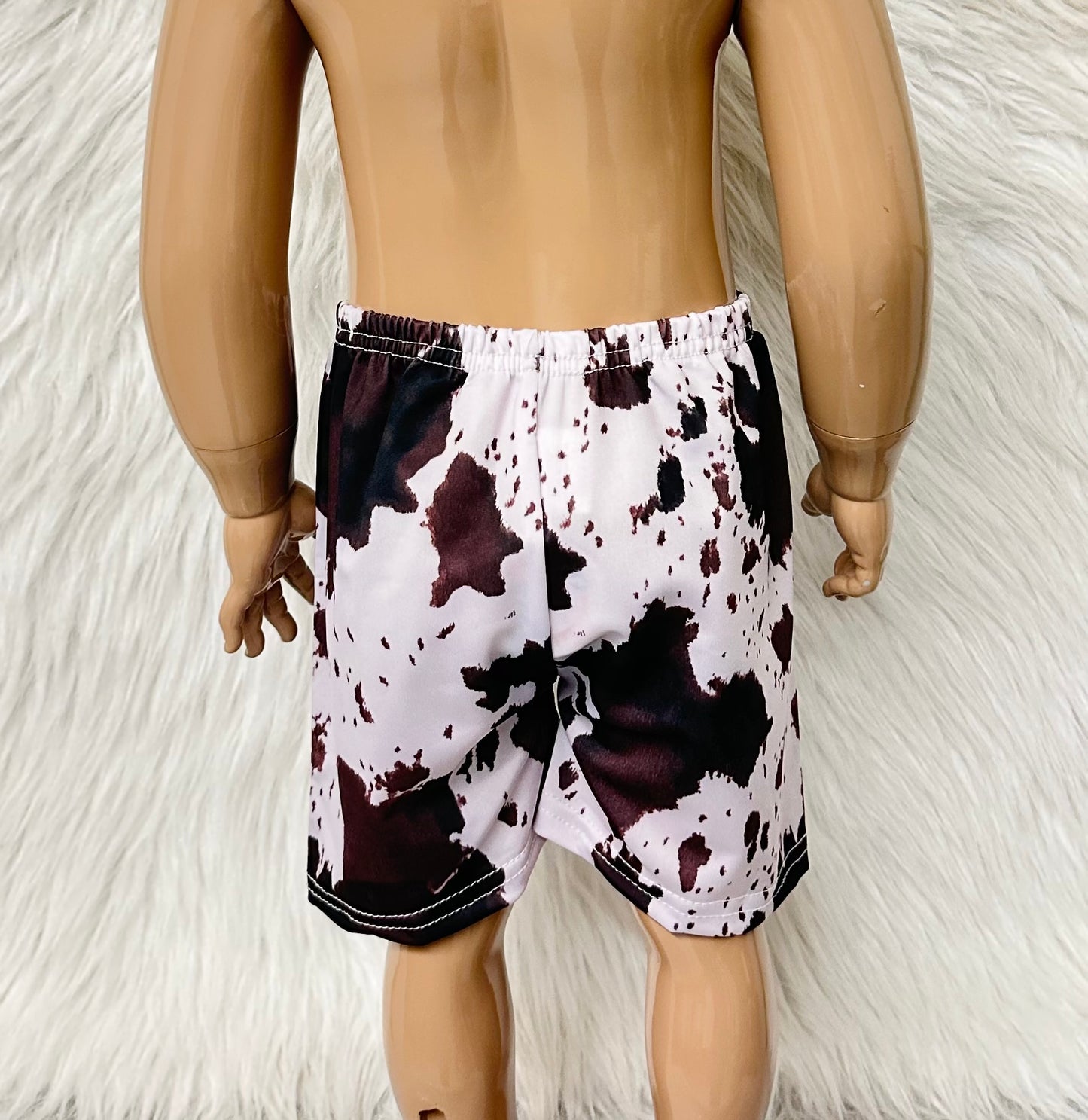 Cow Print Swim Trunks