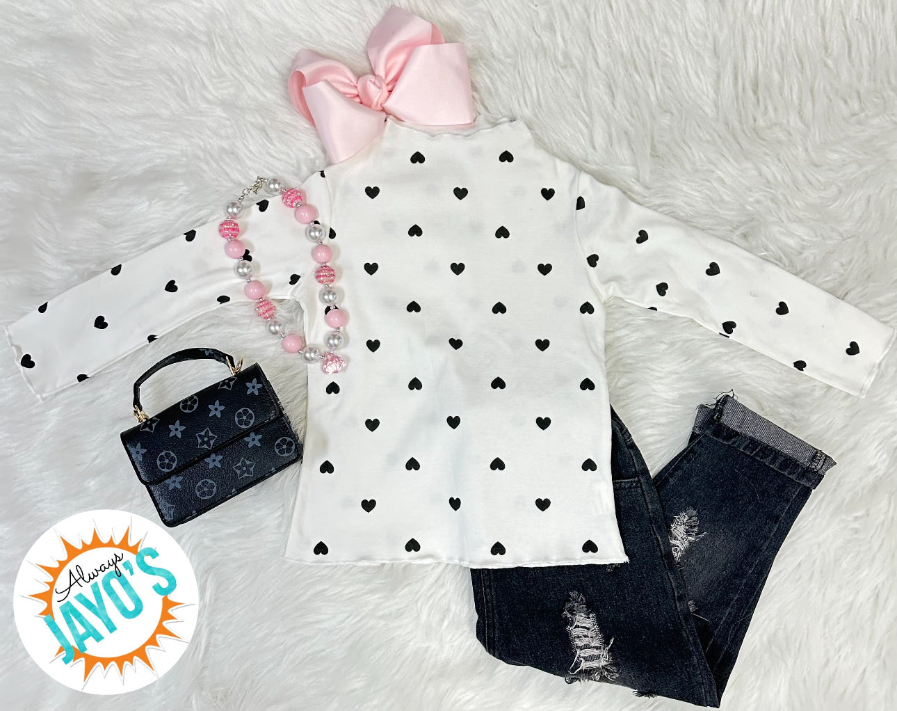 Heart Print Long Sleeve Top