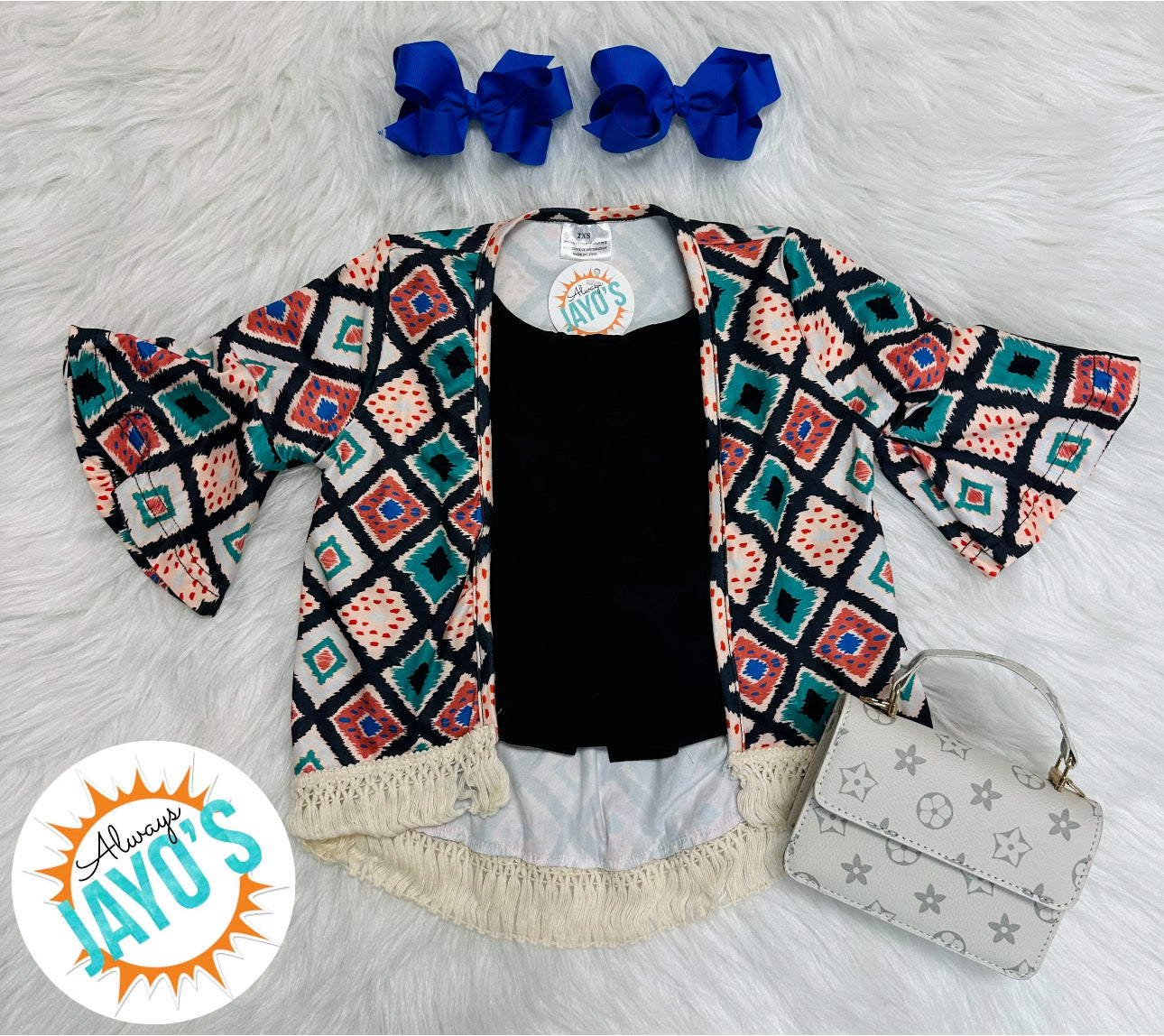 Colorful Diamond Pattern Cardigan