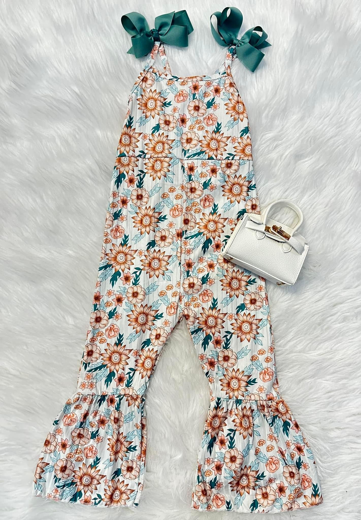 Orange & Turquoise Floral Jumpsuit