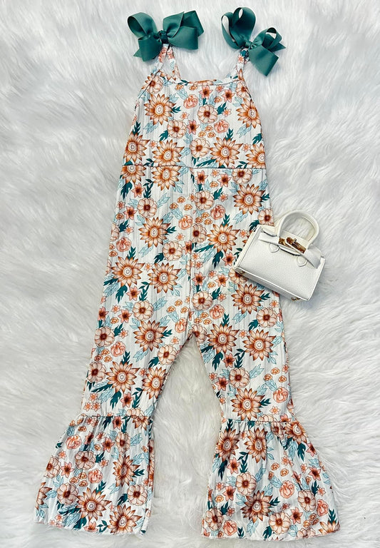 Orange & Turquoise Floral Jumpsuit