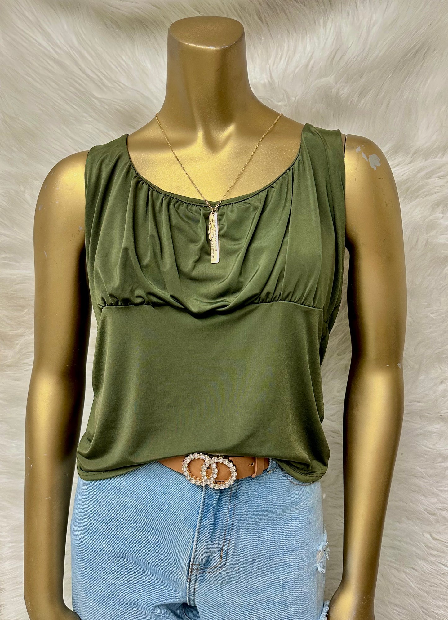 Plus Size Olive Green Sleeveless Tank Top