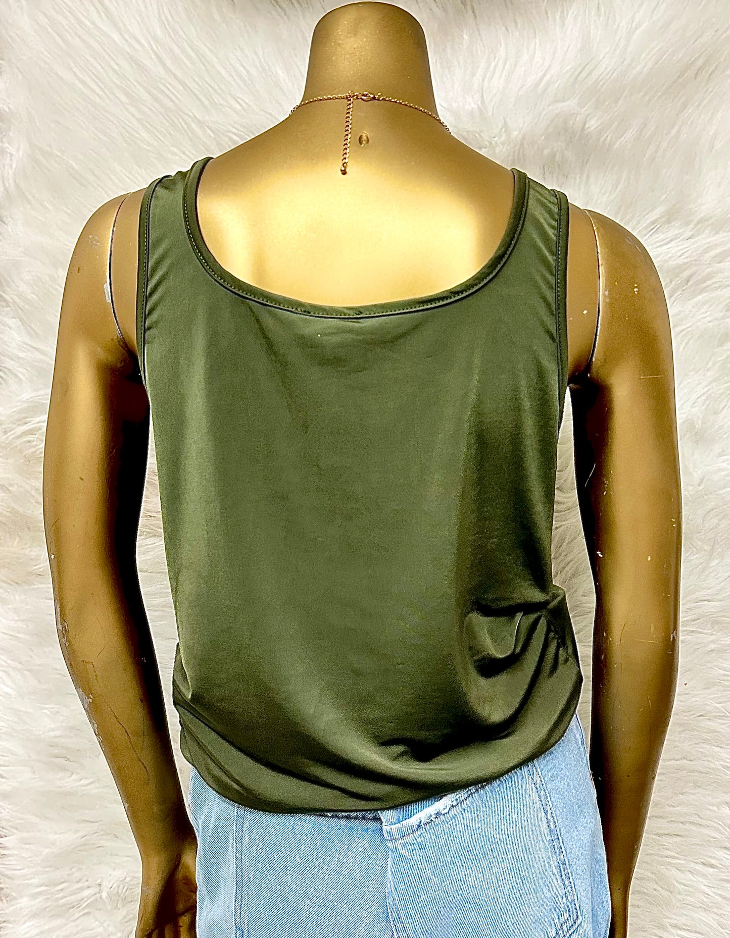 Plus Size Olive Green Sleeveless Tank Top