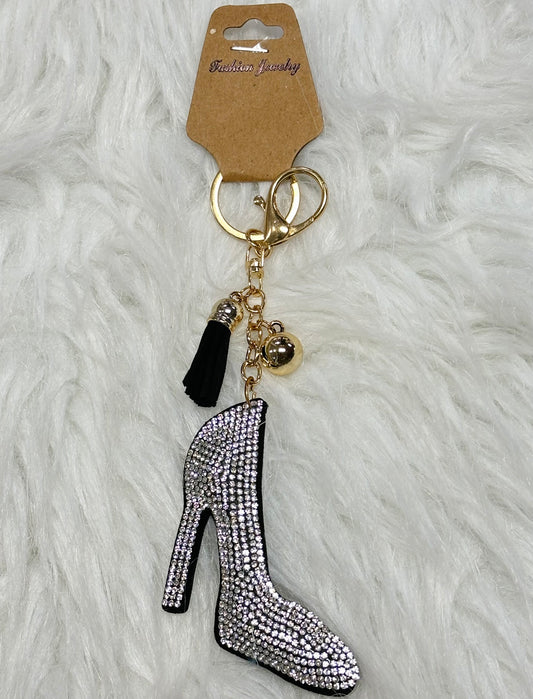 Rhinestone Heel Keychain With Tassel