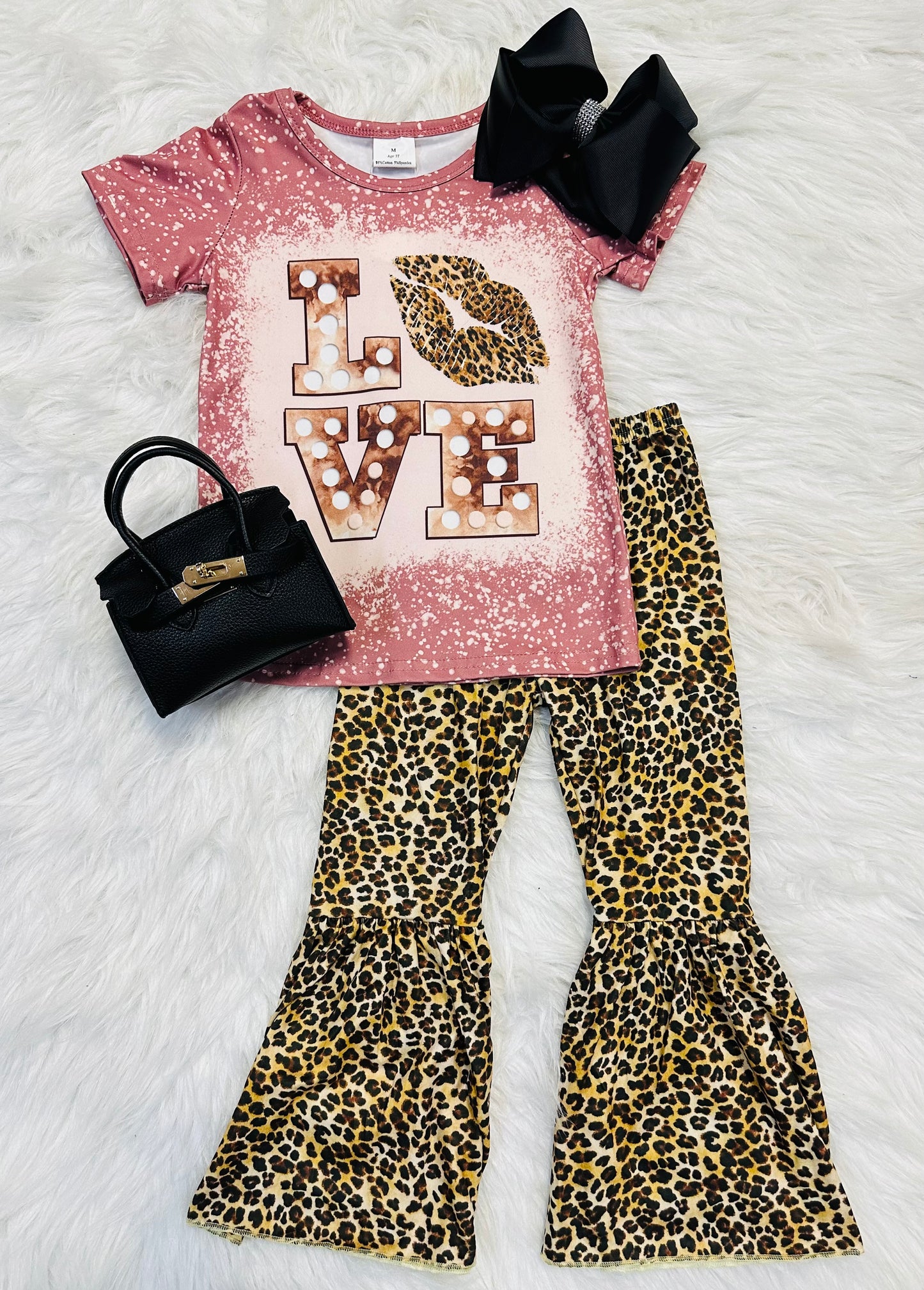 "LOVE" Muave Leopard Bleached Set