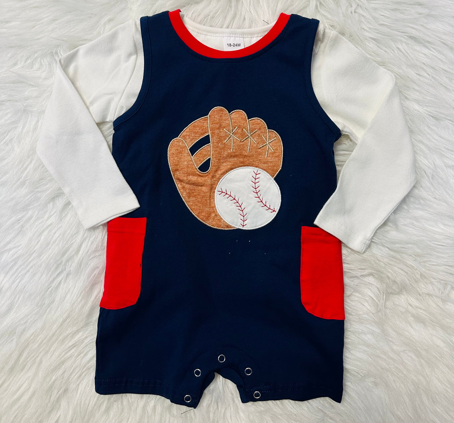 Baseball Boy Sleeveless Romper