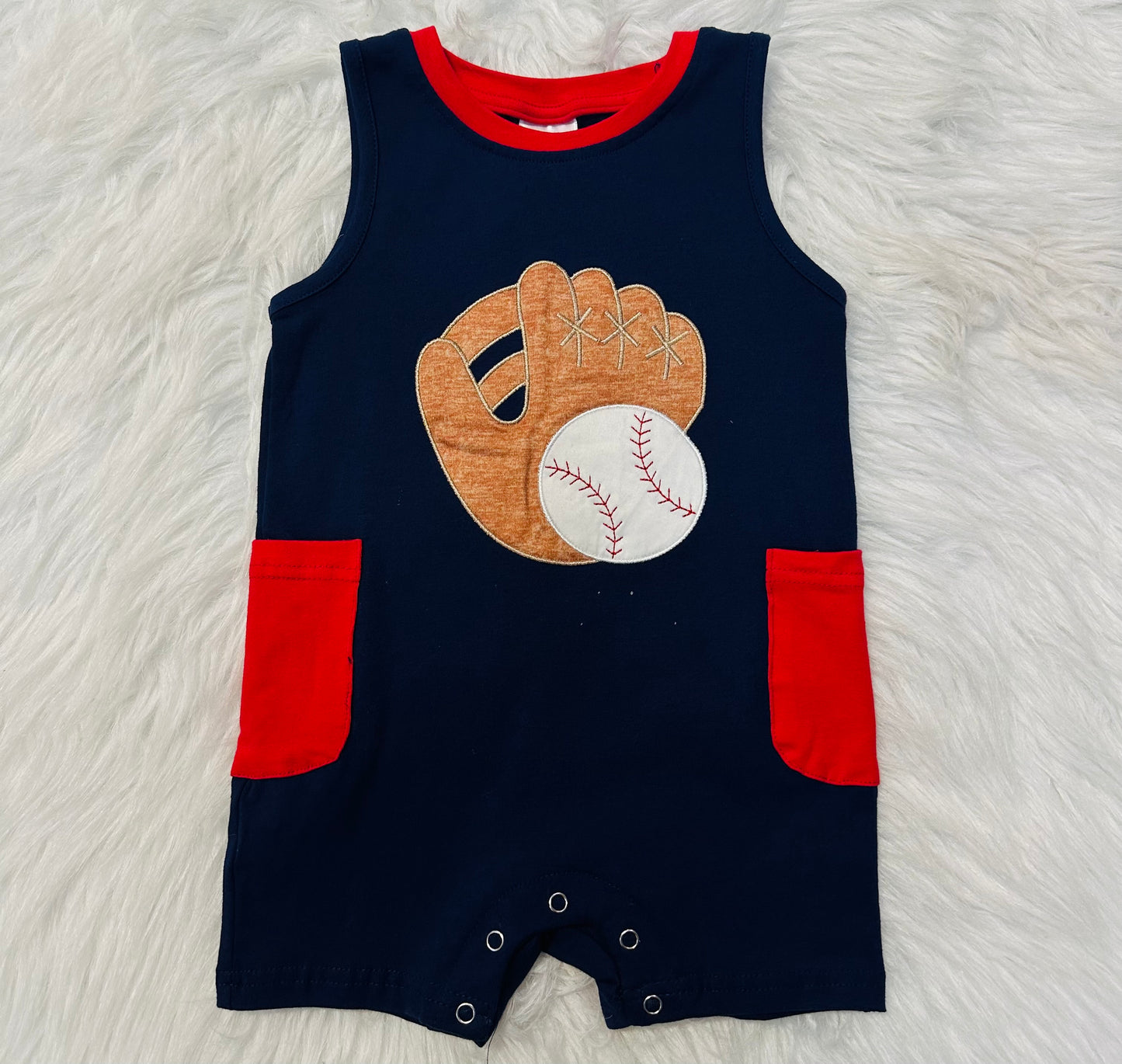 Baseball Boy Sleeveless Romper