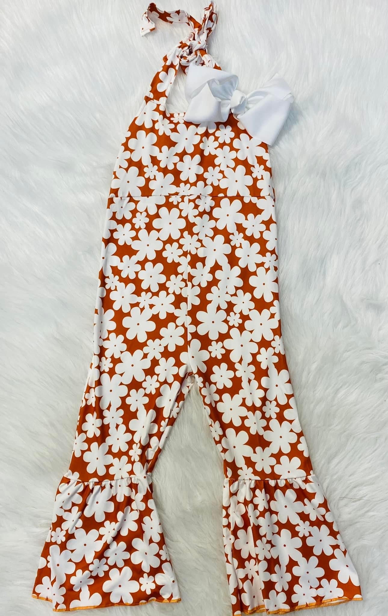 Floral Jumpsuit With Flared Bottoms