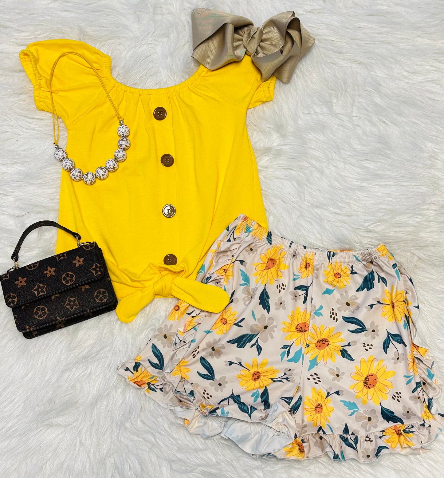 Sunflower Tie Front Short Set