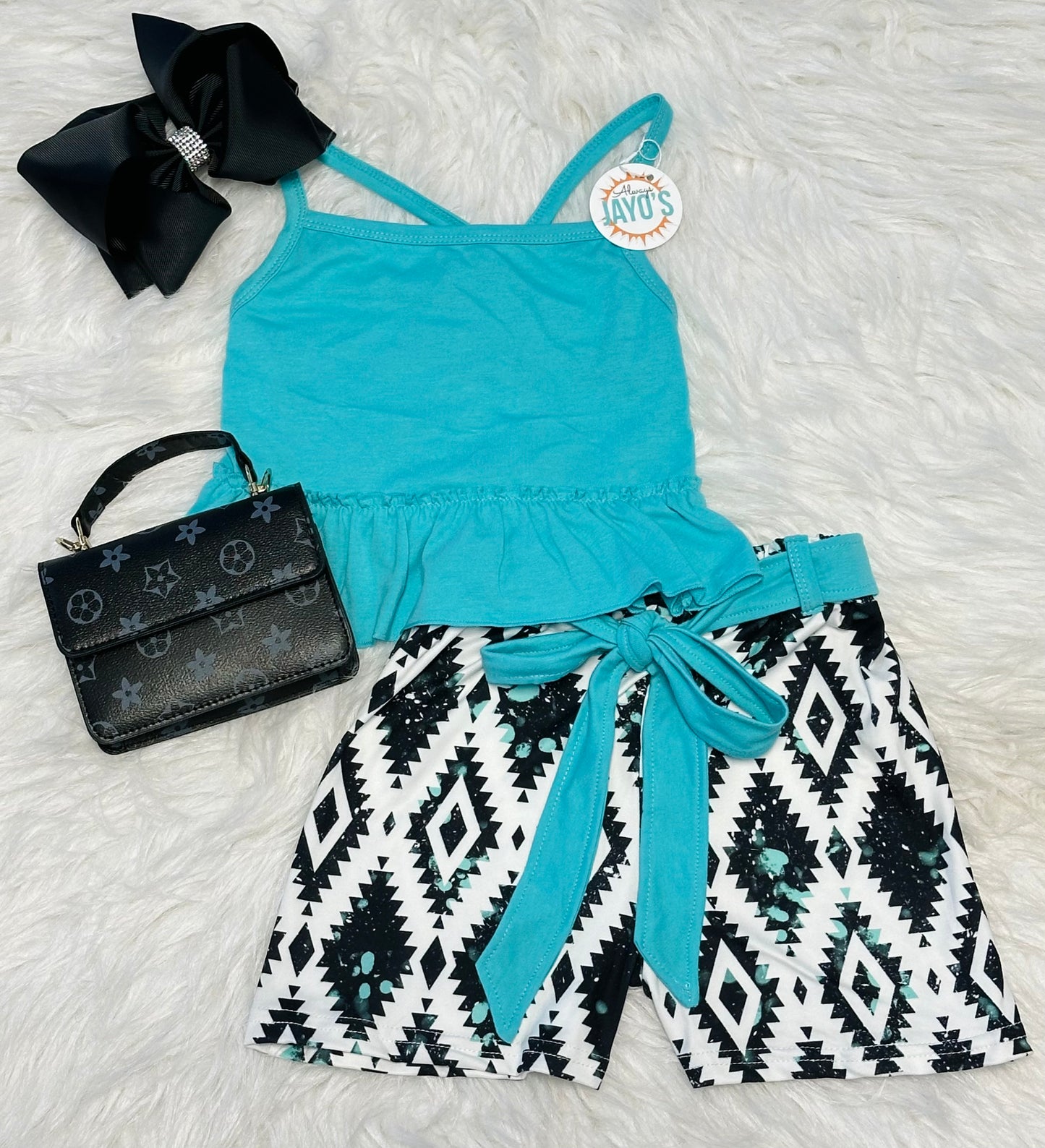 Turquoise Tribal Short Set