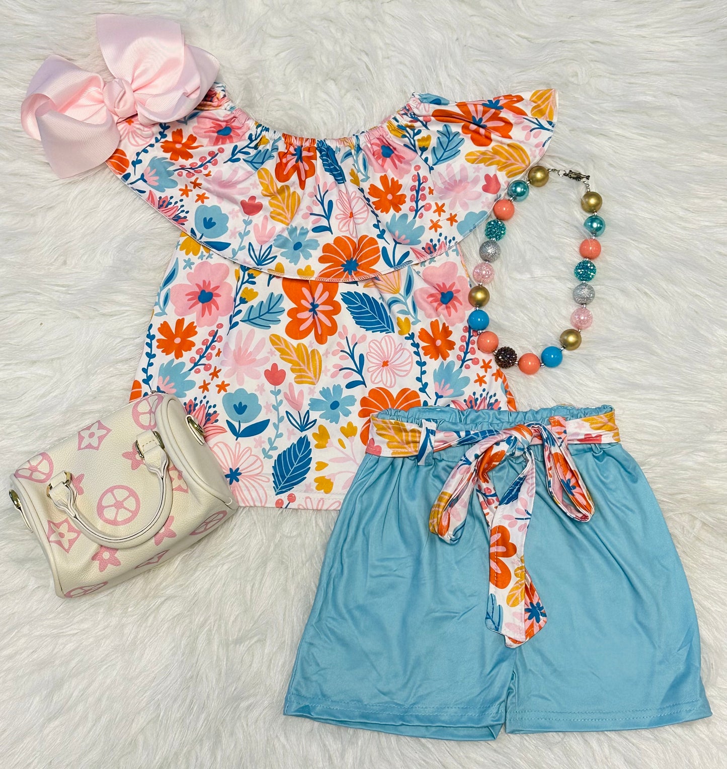 Floral Off The Shoulder Short Set