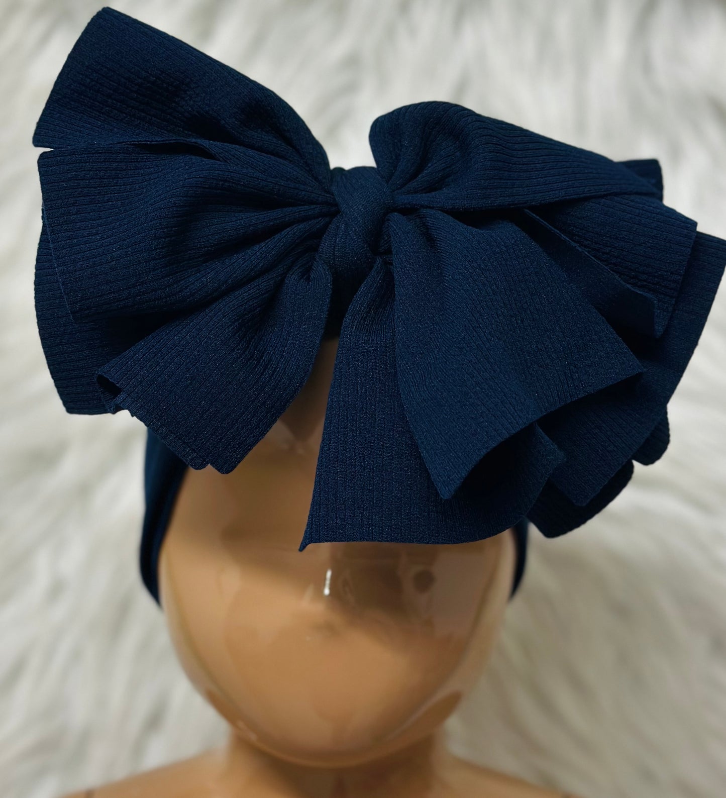 Navy Blue Bow Head Wrap