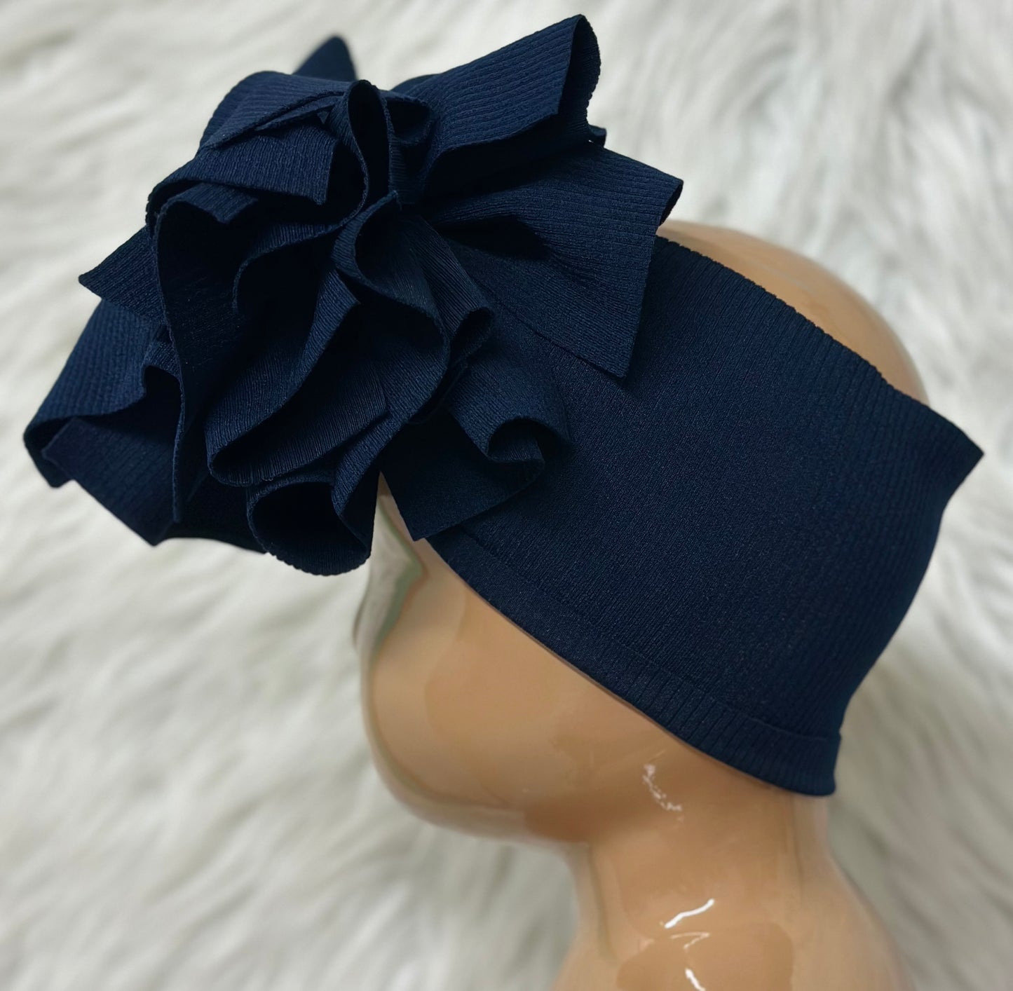 Navy Blue Bow Head Wrap