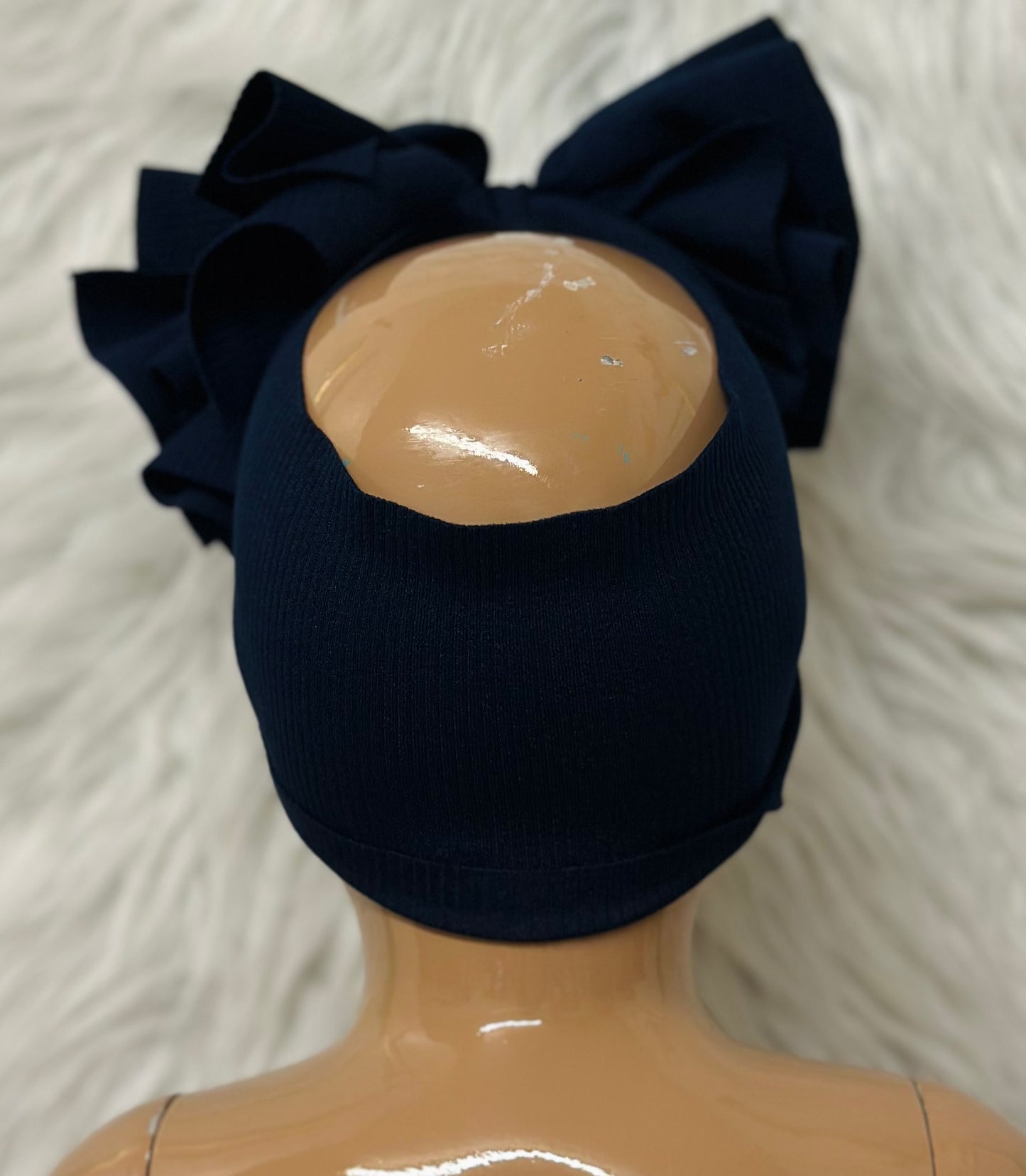 Navy Blue Bow Head Wrap