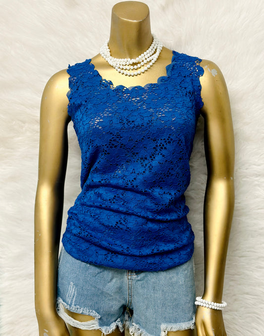 Blue Lace Tank Top