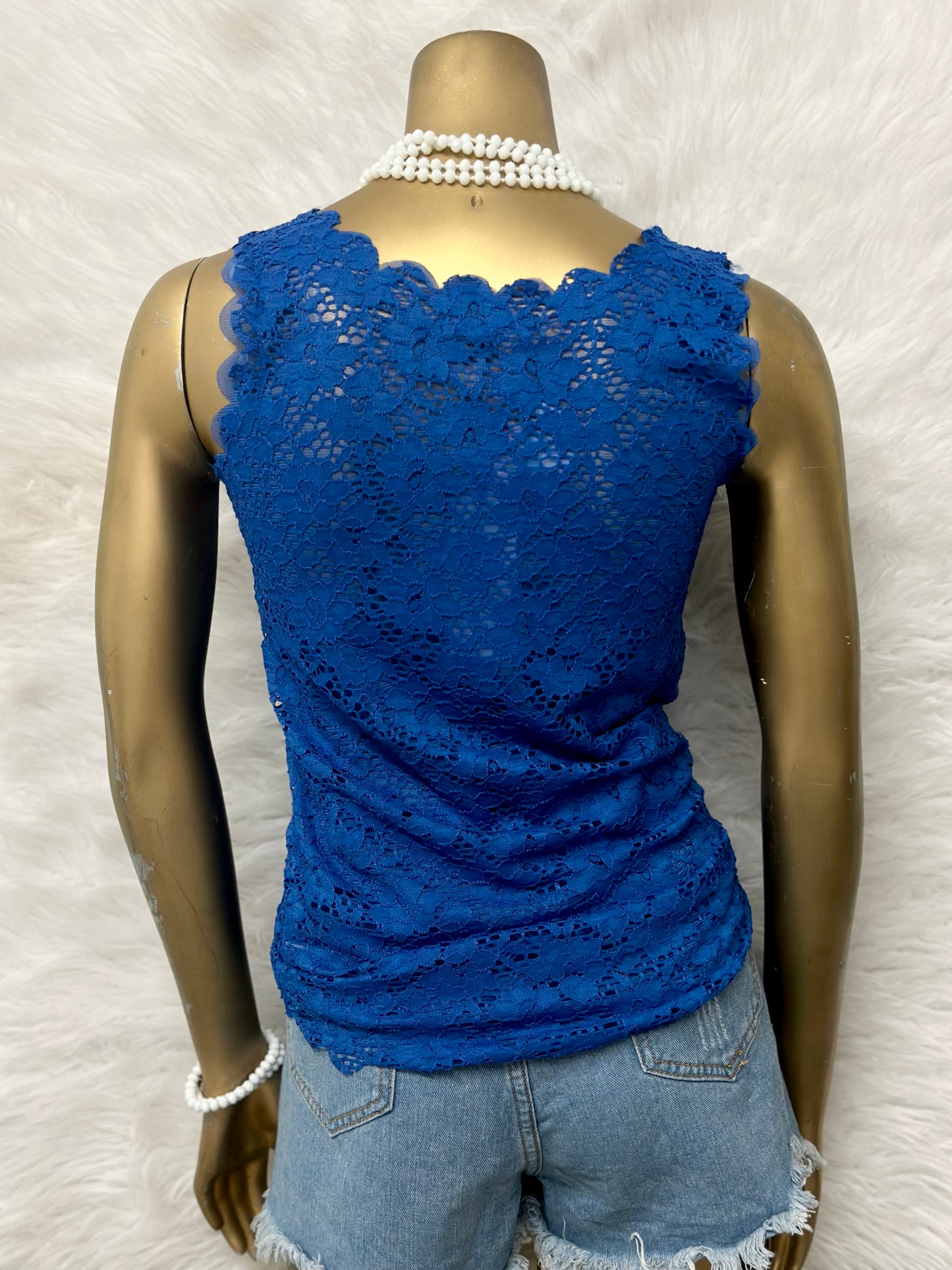 Blue Lace Tank Top