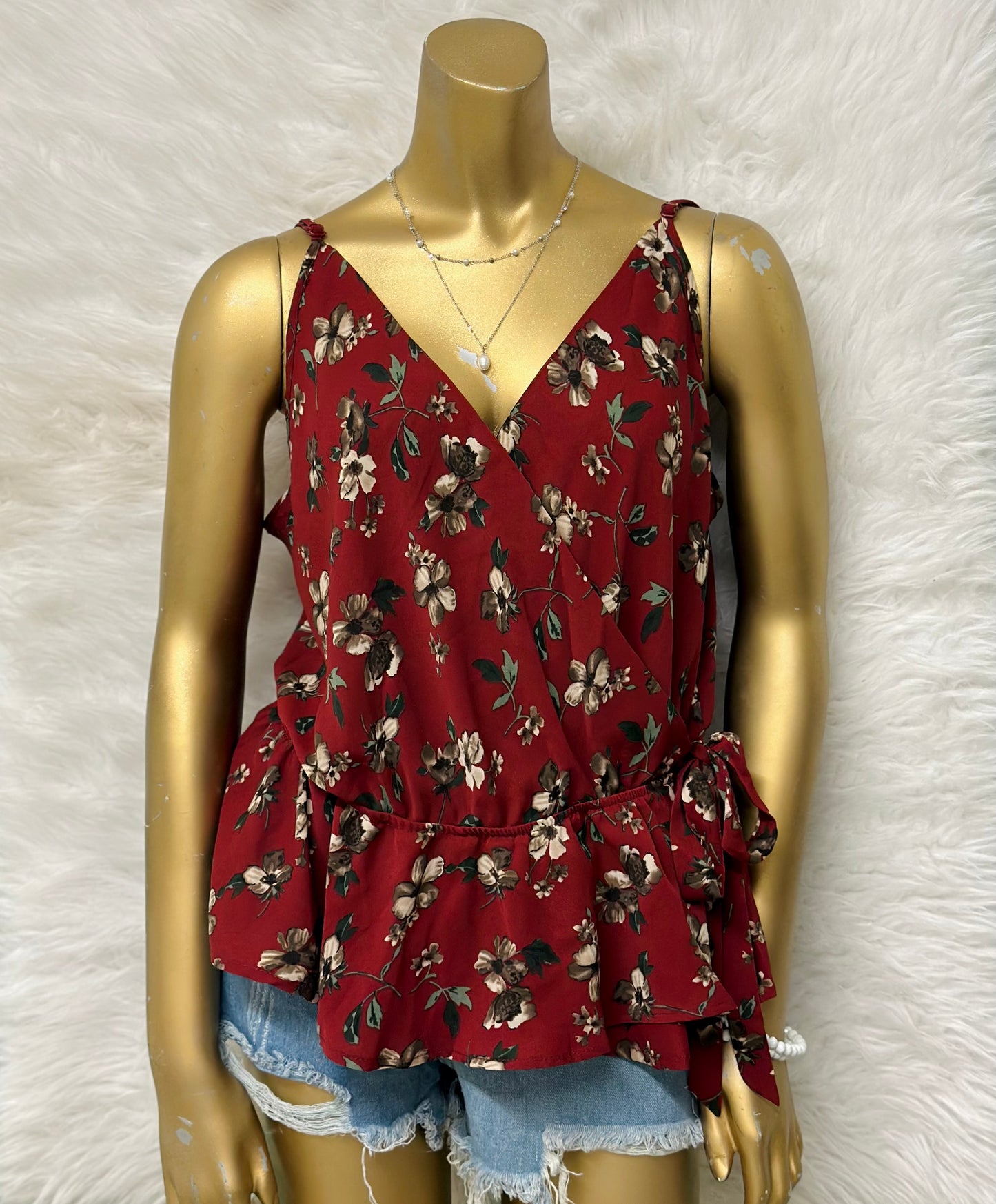 Floral Burgundy Tank Top