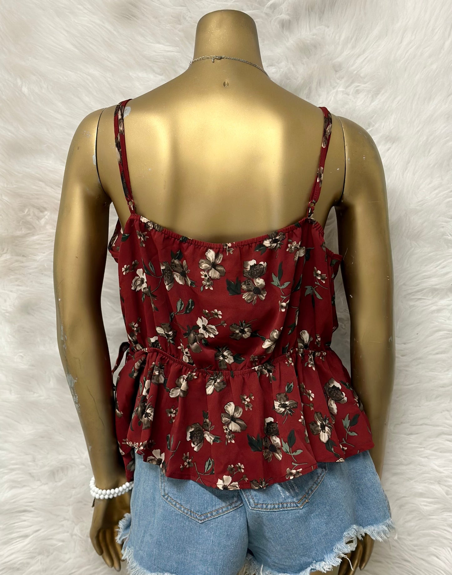 Floral Burgundy Tank Top