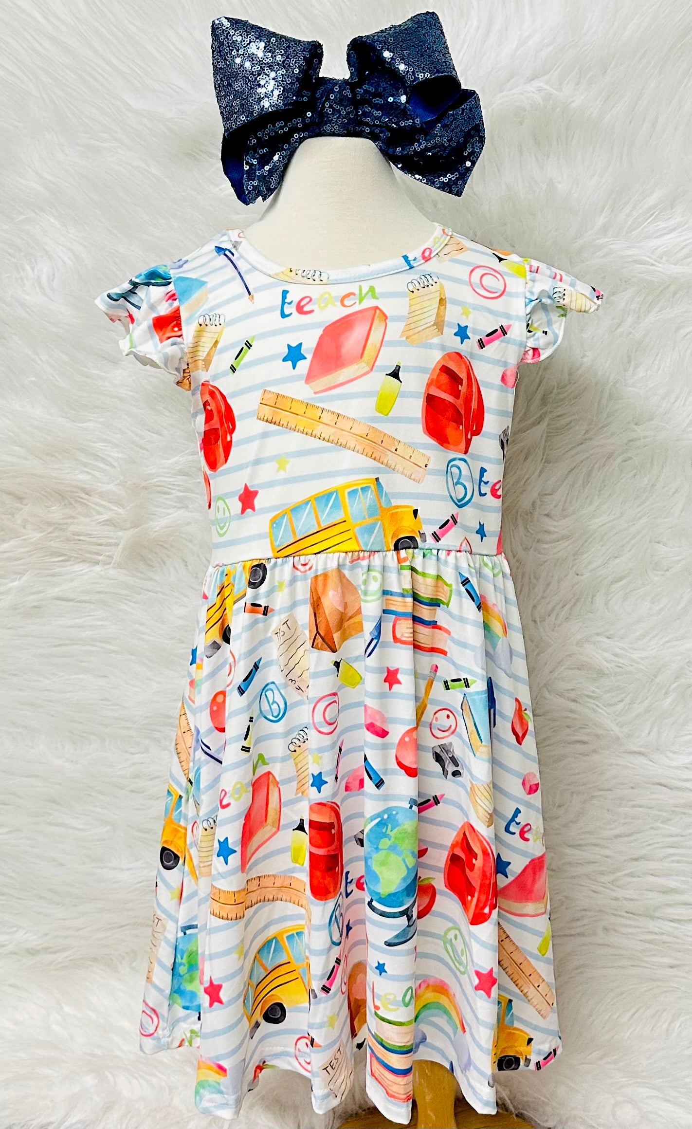 Girls Back To School Print Dress