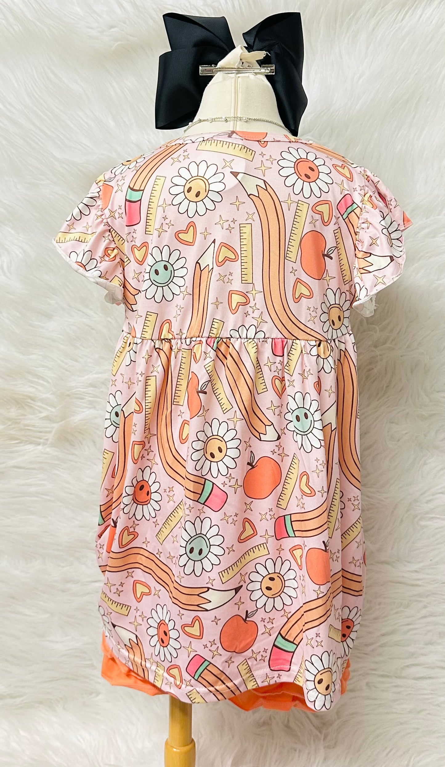 Back To School Orange Floral 2 Piece Set