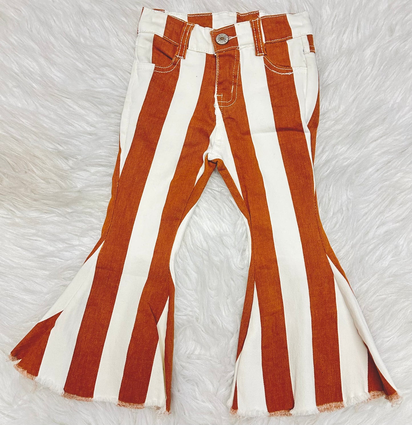 Light Brown Striped Jean Bell Bottoms