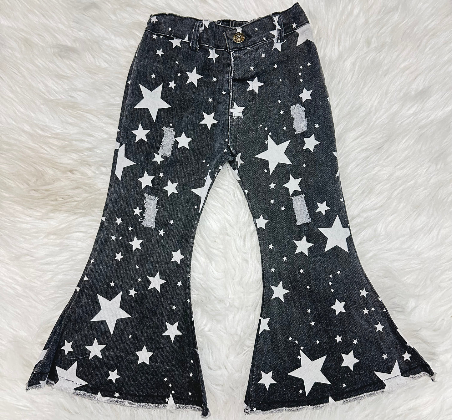 Star Print Bell Bottom Jeans