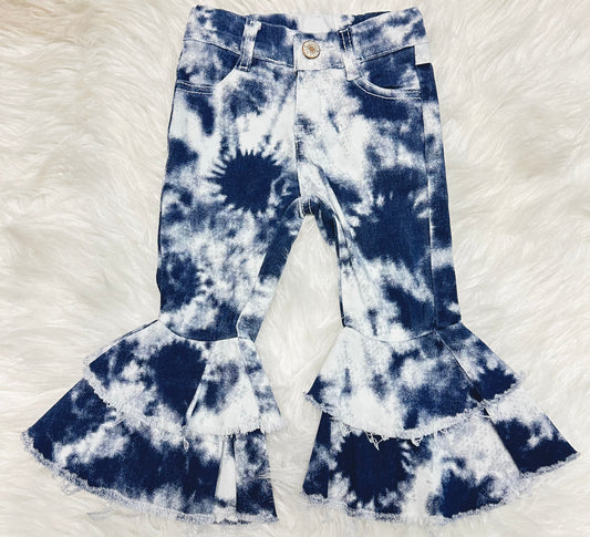 Tie Dye Denim Blue Bell Bottom Jeans