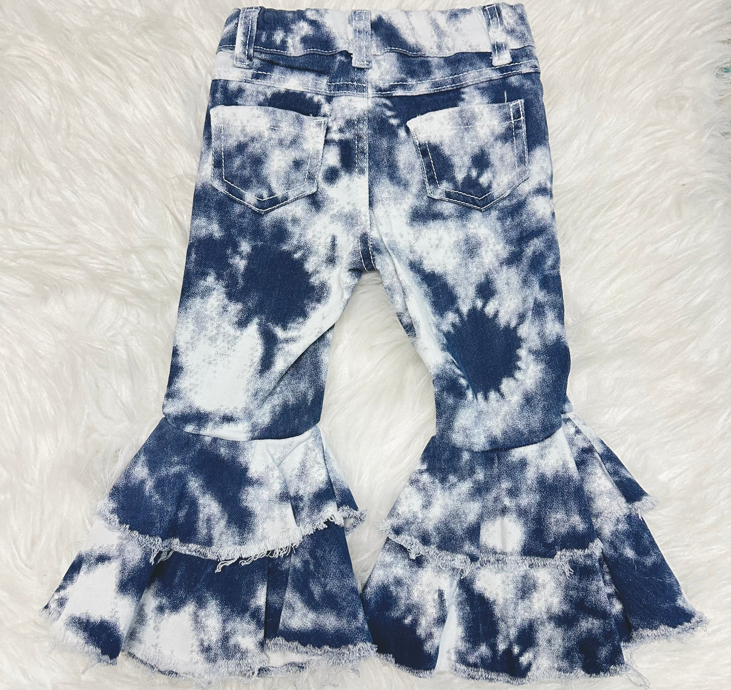 Tie Dye Denim Blue Bell Bottom Jeans