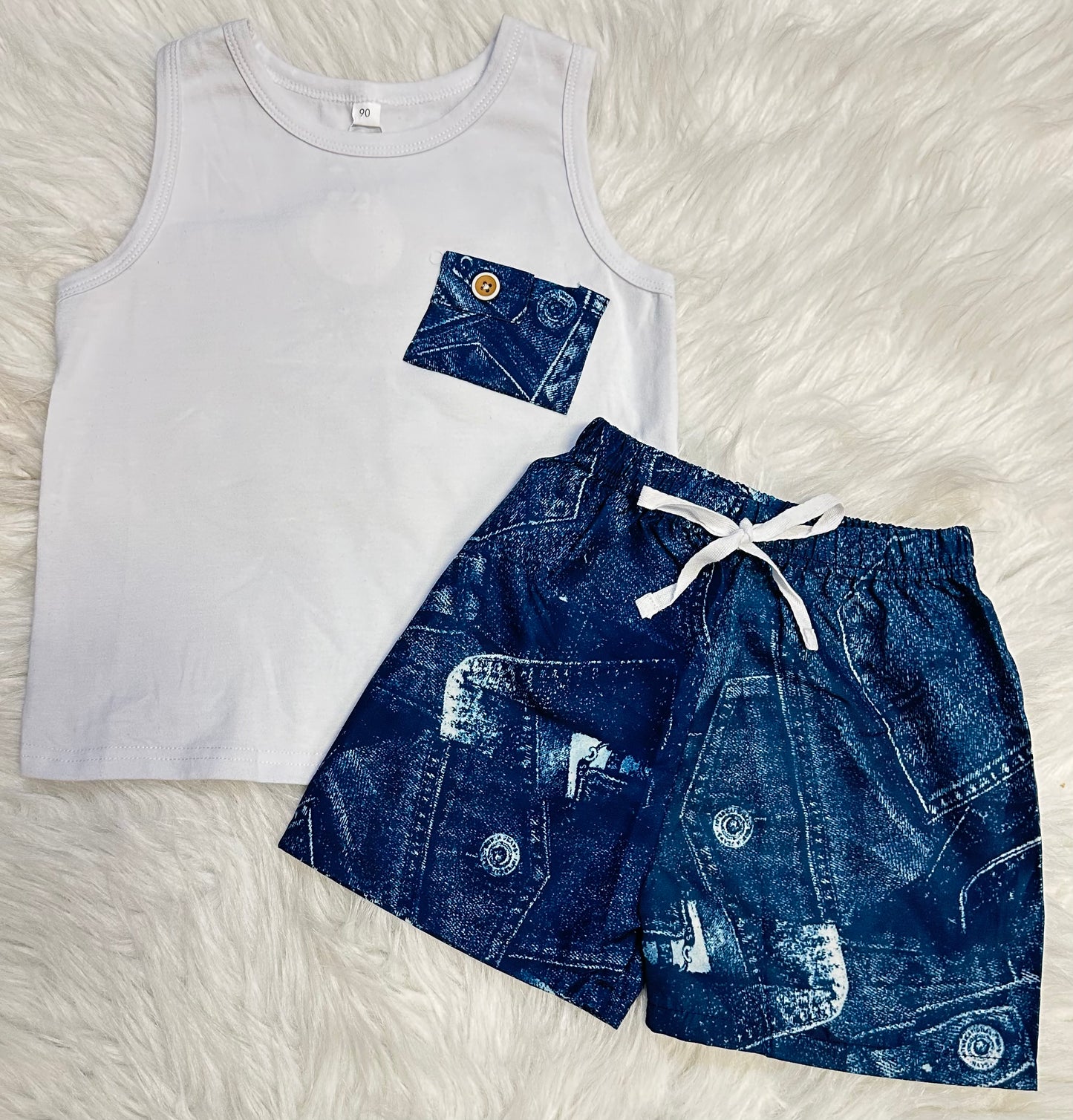 Jean Print Tank Top Short Set