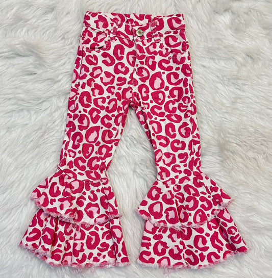 Pink Leopard Print Bell Bottoms