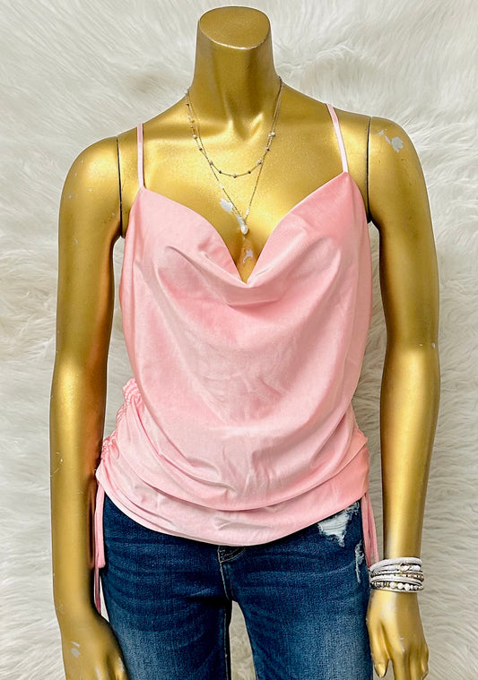 Plus Size Baby Pink Silk Tank Top