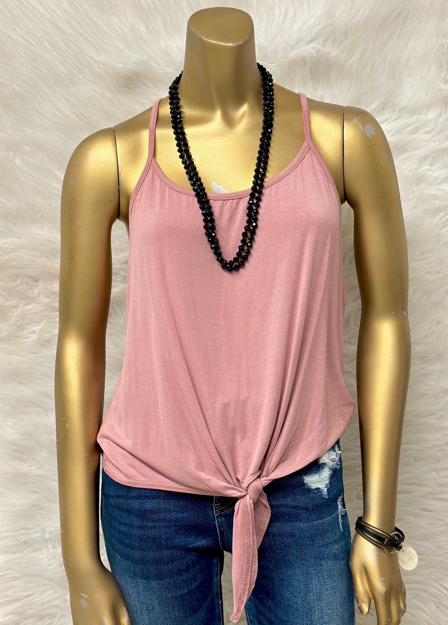 Plus Size Pink Tank Top With Front Tie