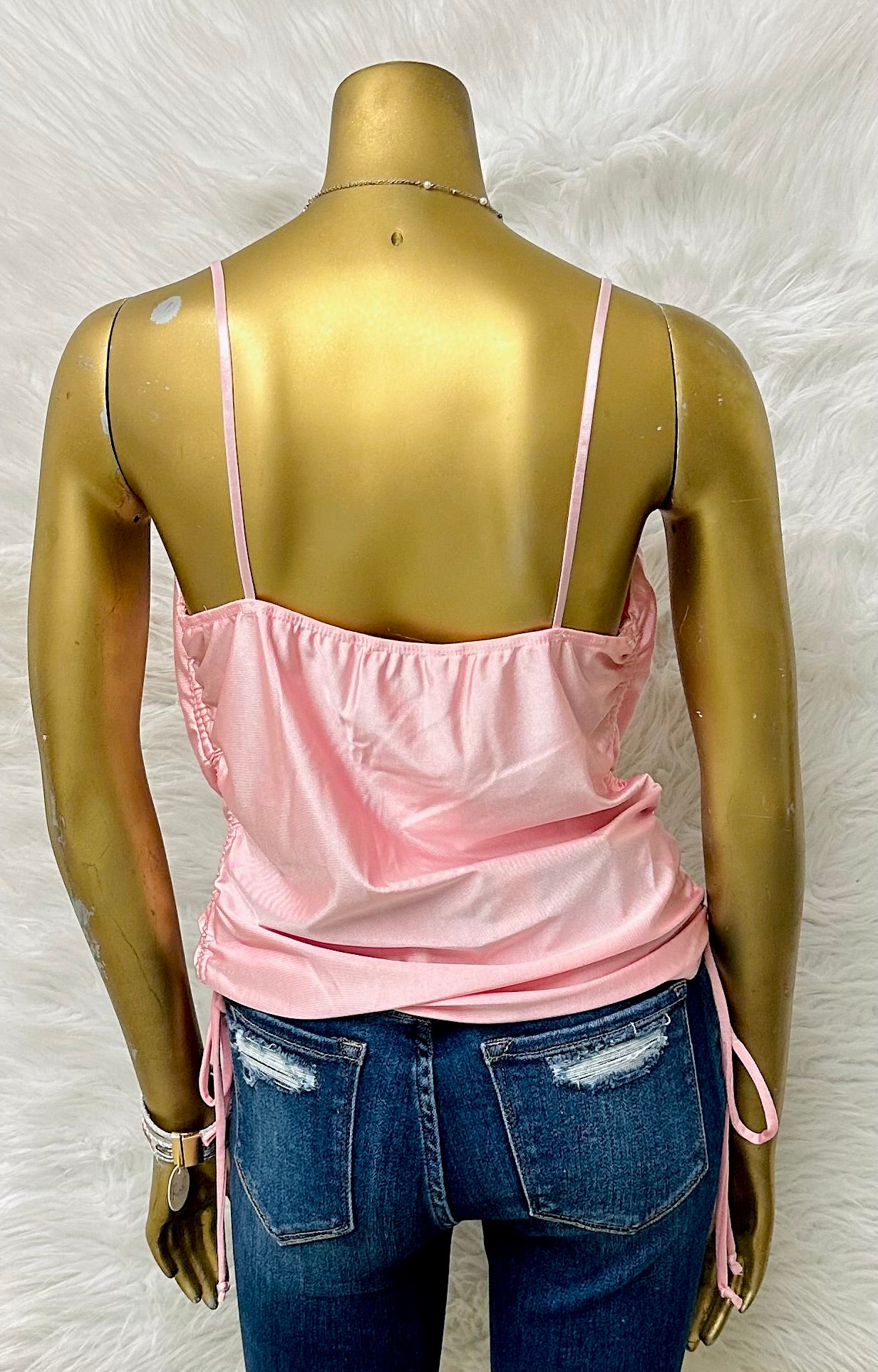 Plus Size Baby Pink Silk Tank Top