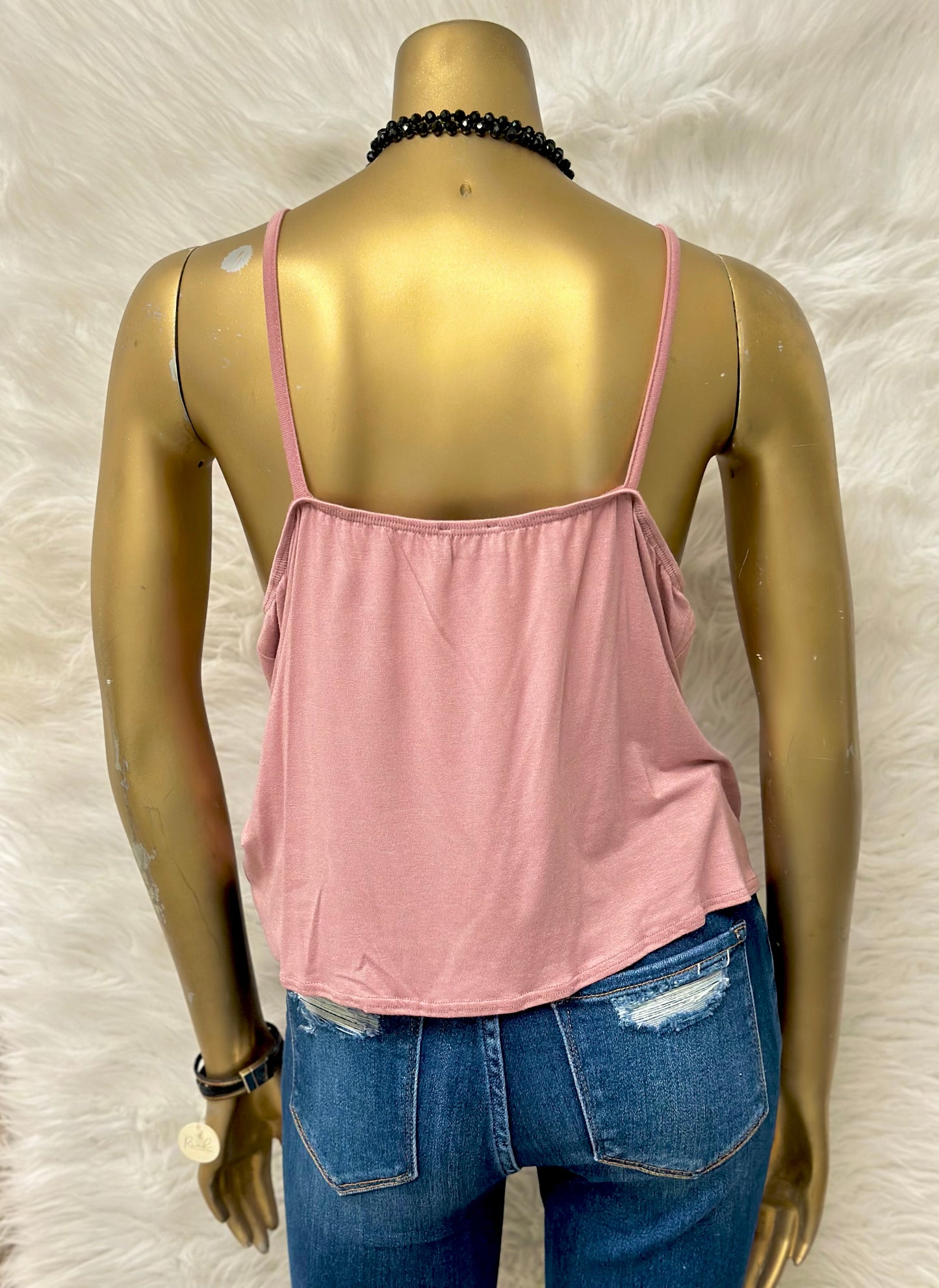 Plus Size Pink Tank Top With Front Tie