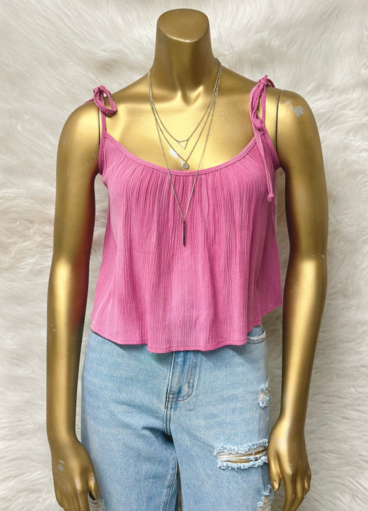 Mauve Tank Top With Tied Straps