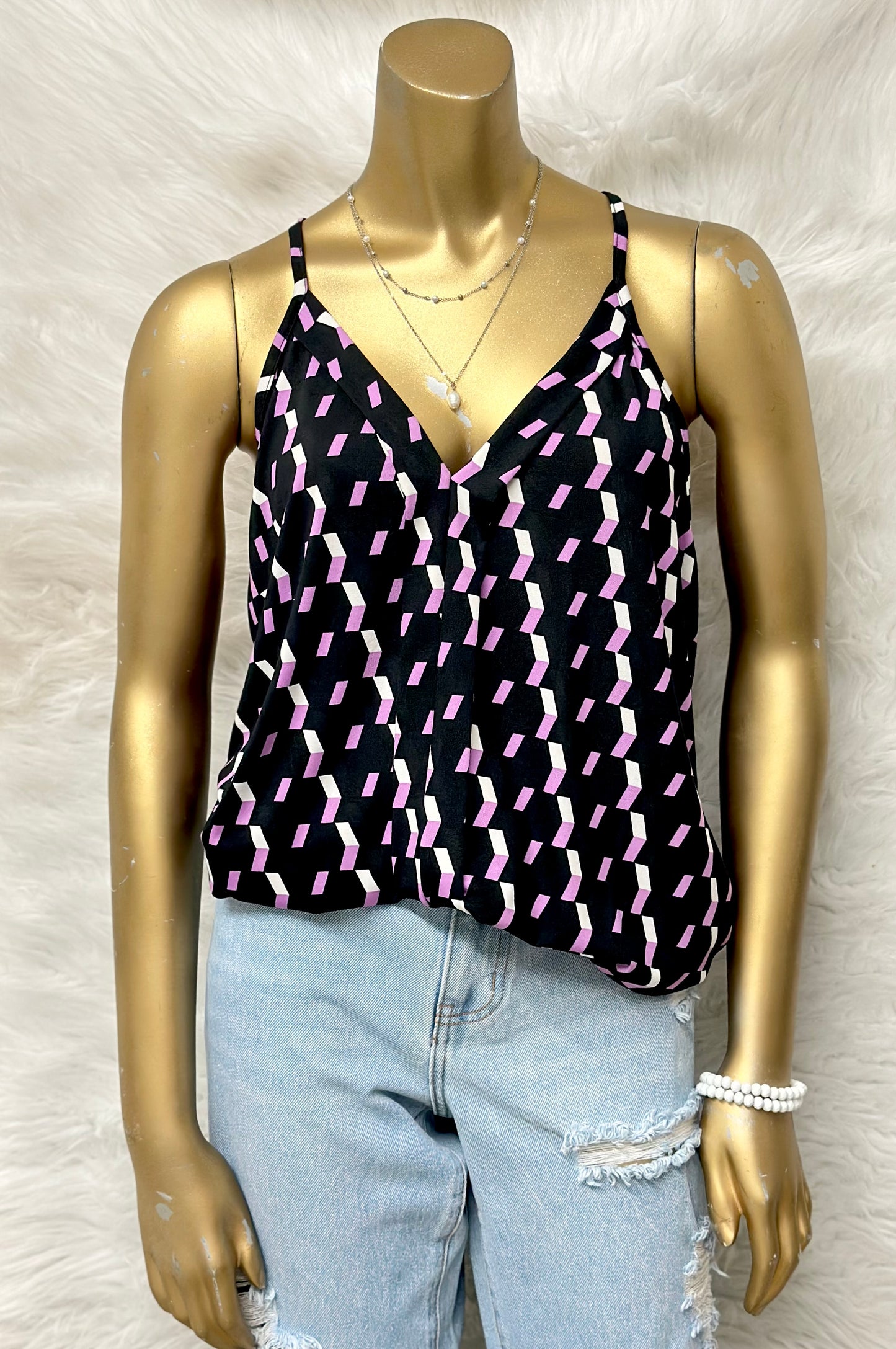 Plus Size Chevron V-Neck Tank Top