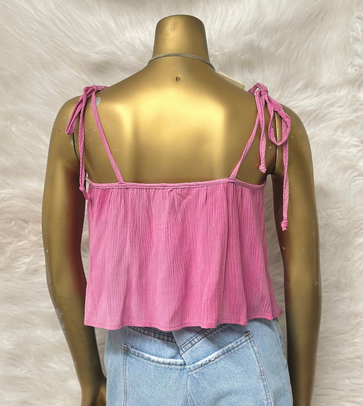 Mauve Tank Top With Tied Straps