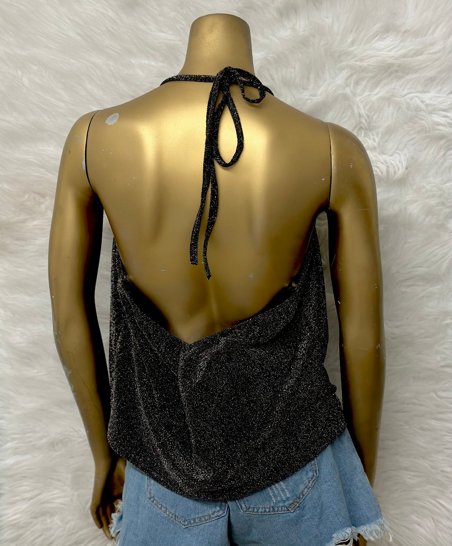 Plus Size Sparkly Draped Neck Cami Top