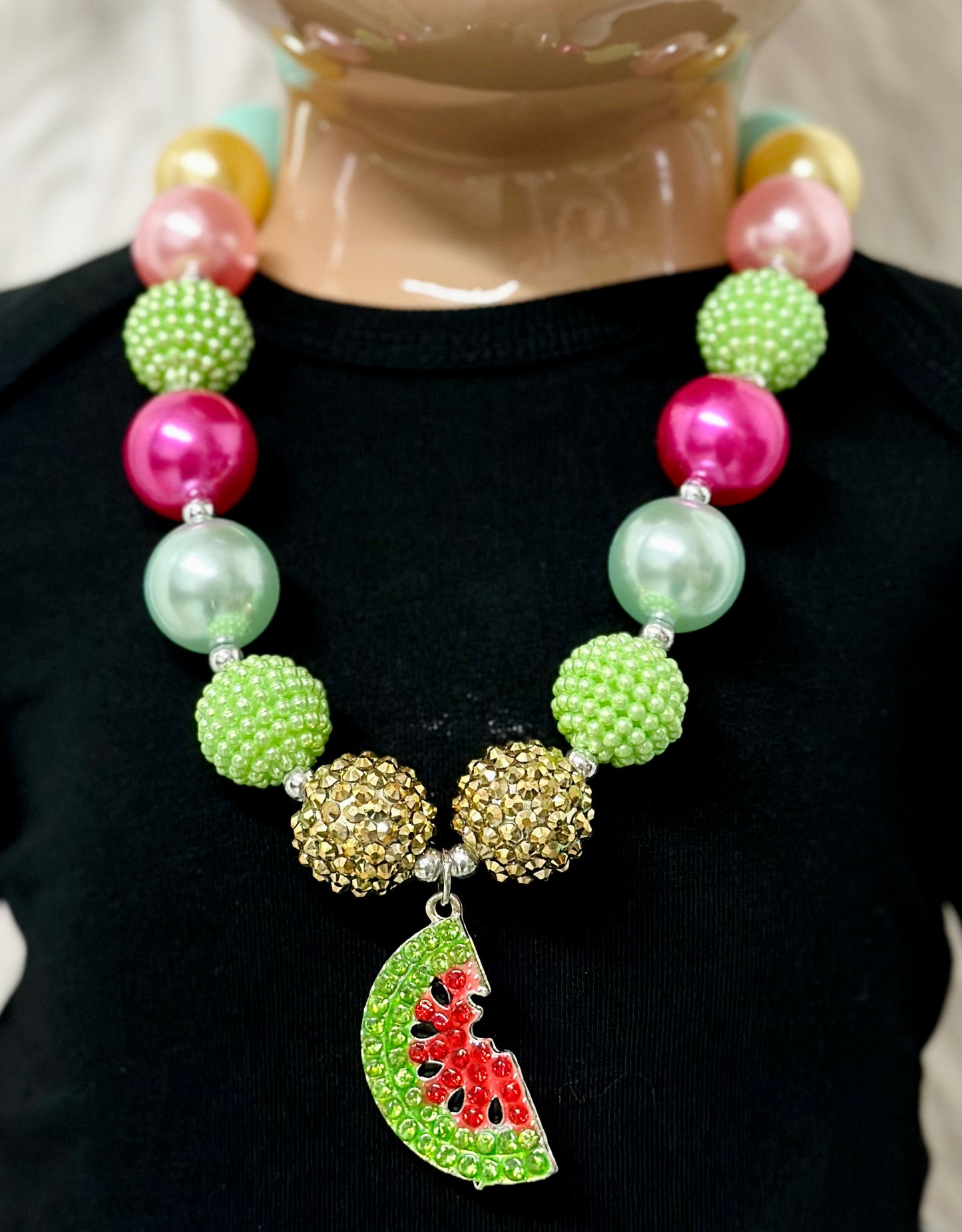 Watermelon Bubblegum Bead Necklace