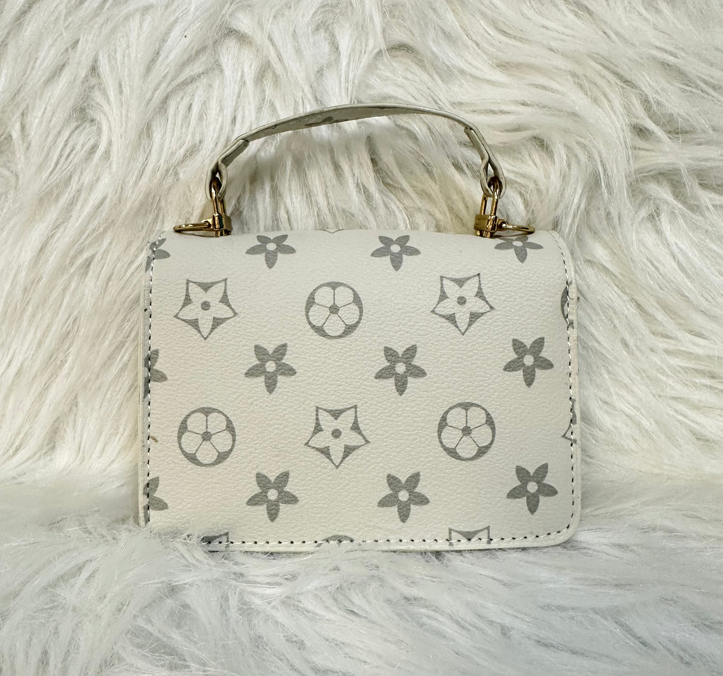 Girls White & Grey Flower Crossbody Purse